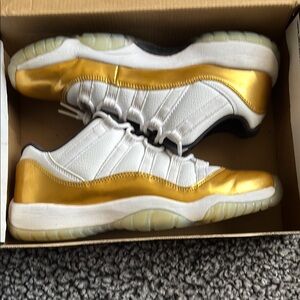 Stylish White and Gold Sneakers